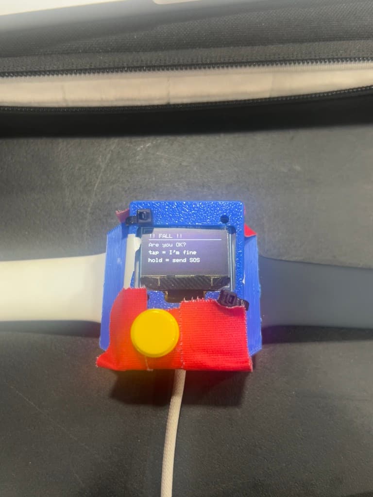 The watch showing a fall alert